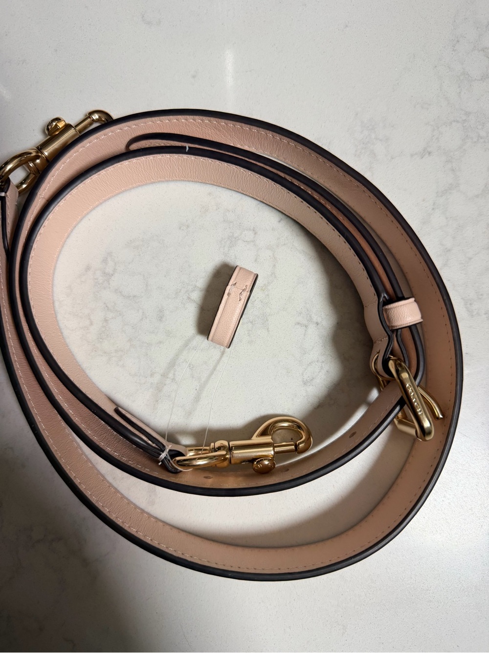Coach Adjustable Leather Crossbody Strap in Light Blush Pink with Gold Hardware